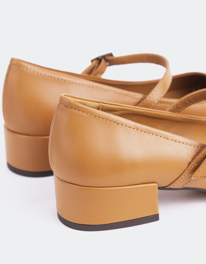 L'INTERVALLE Rosyth Chaussures Mary-Jane pour femme Ocre Cuir