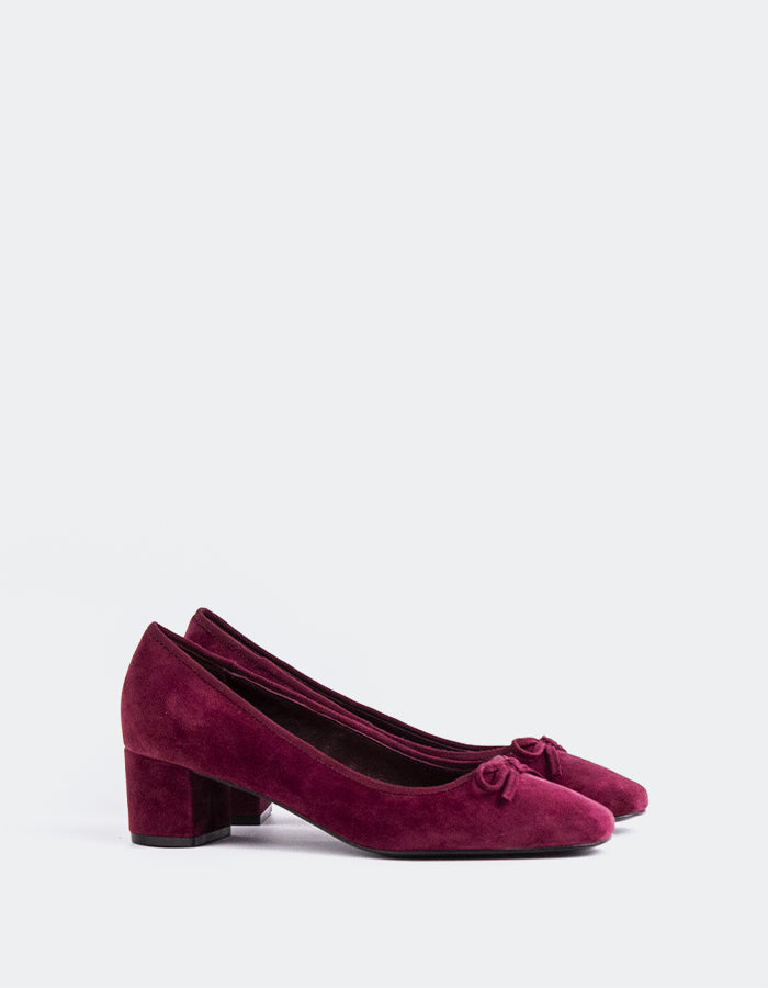 L'INTERVALLE Ruslan Women's Shoe Mid Heel Pumps Burgundy Suede