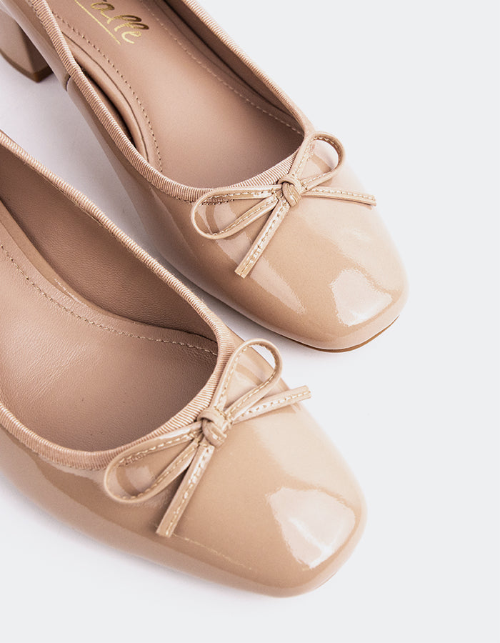 L'INTERVALLE Ruslan Chaussures pour femmes Escarpins à talons moyens Nu Verni Escarpins