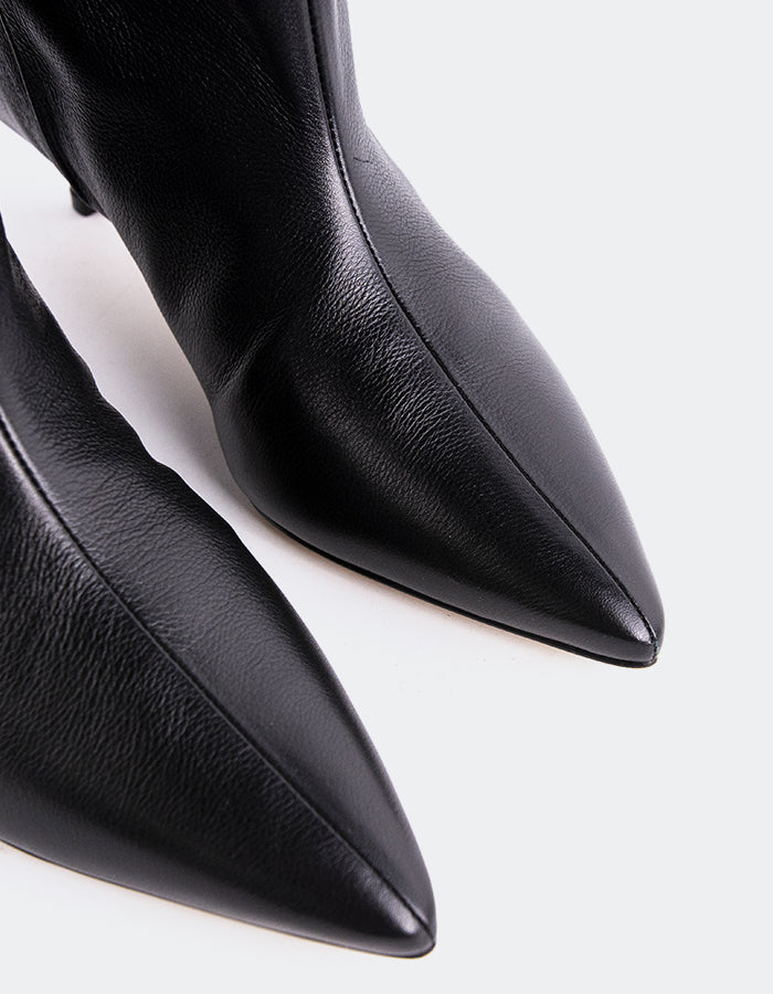 L'INTERVALLE Rynn Women's Kitten-Heel Tall Boots Black Leather