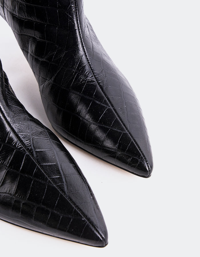 L'INTERVALLE Rynn Bottes hautes Kitten pour femmes Noir Croco