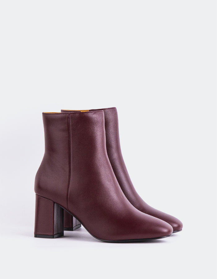 L'INTERVALLE Sarchi Women's Ankle Boots Burgundy Leather