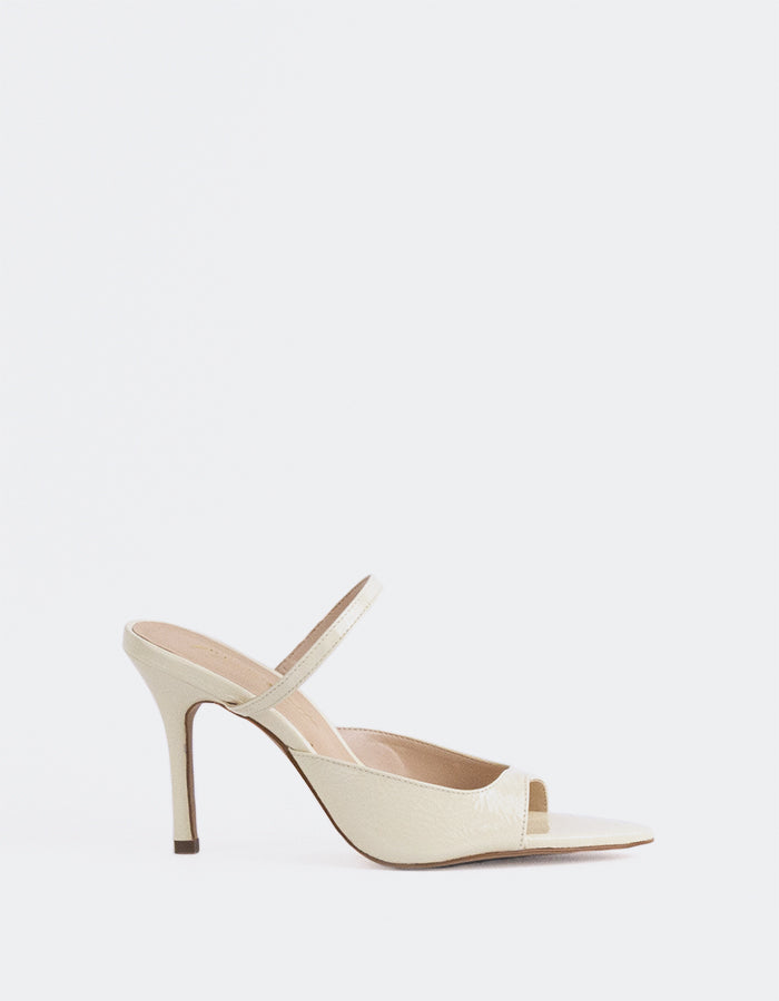 L'INTERVALLE Scilla Femmes Strap Mule Sandales Blanc Cassé Naplack Cuir