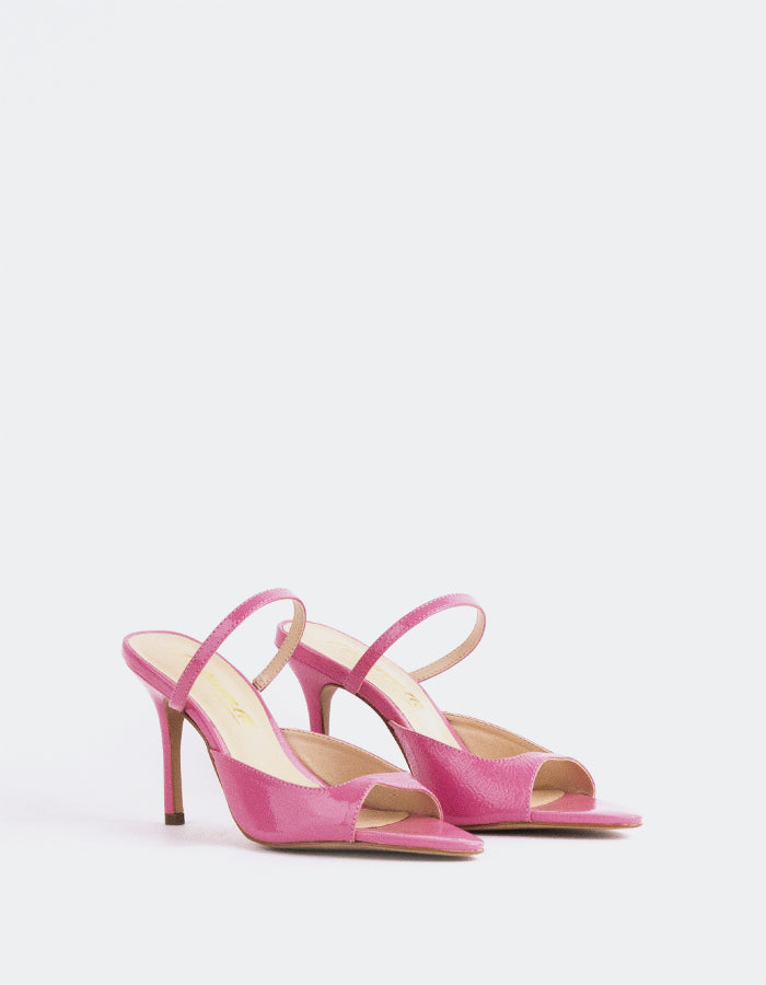 L'INTERVALLE Scilla Women's Strap Mule Sandals Pink Naplack Leather