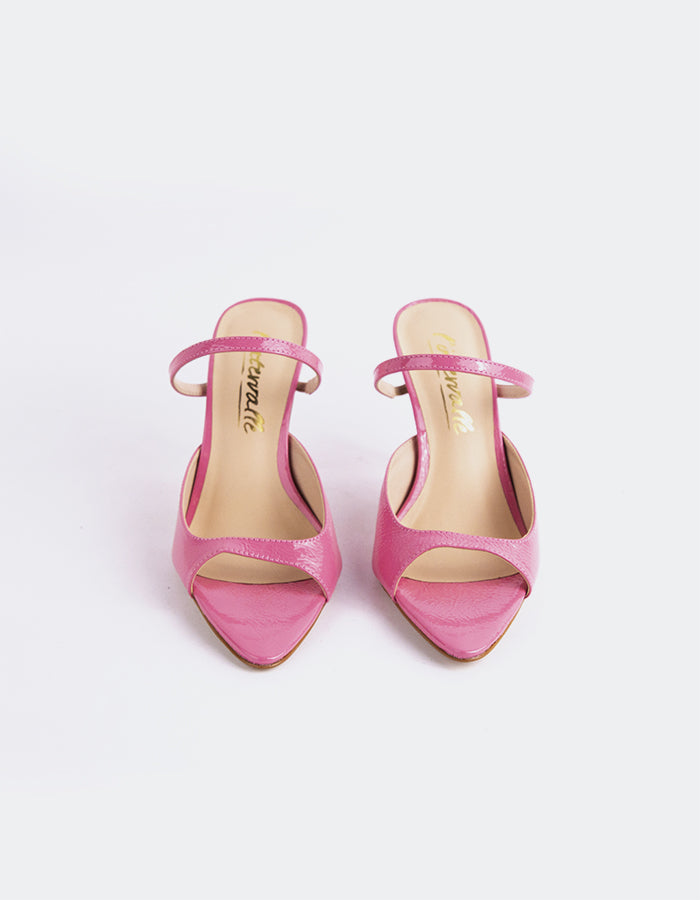 L'INTERVALLE Scilla Women's Strap Mule Sandals Pink Naplack Leather