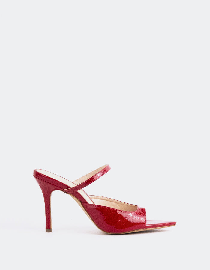 L'INTERVALLE Scilla Femmes Strap Mule Sandales Rouge Cuir Naplack