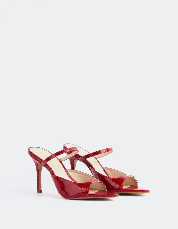 L'INTERVALLE Scilla Women's Strap Mule Sandals Red Naplack Leather