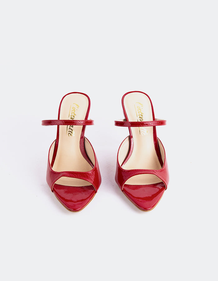 L'INTERVALLE Scilla Women's Strap Mule Sandals Red Naplack Leather