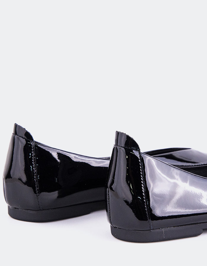 L'INTERVALLE Scot Women's Ballerina Flat Shoe Black Patent