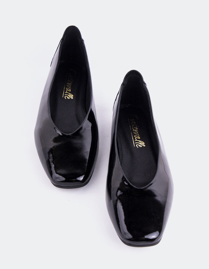 L'INTERVALLE Scot Women's Ballerina Flat Shoe Black Patent