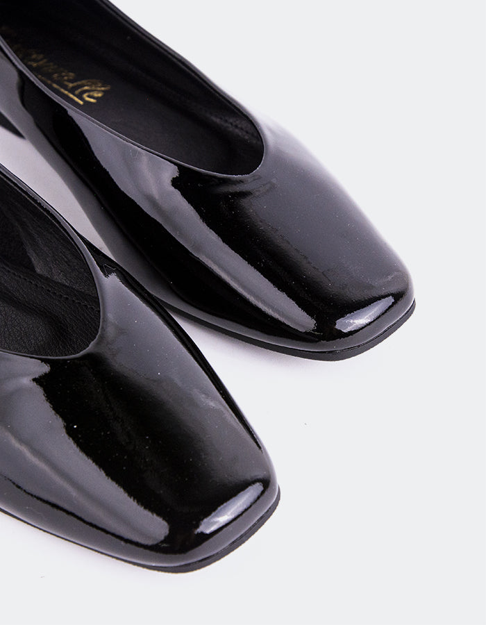 L'INTERVALLE Scot Women's Ballerina Flat Shoe Black Patent