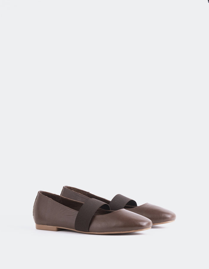 L'INTERVALLE Seraphina Chaussures de ballet pour femmes Brun Cuir