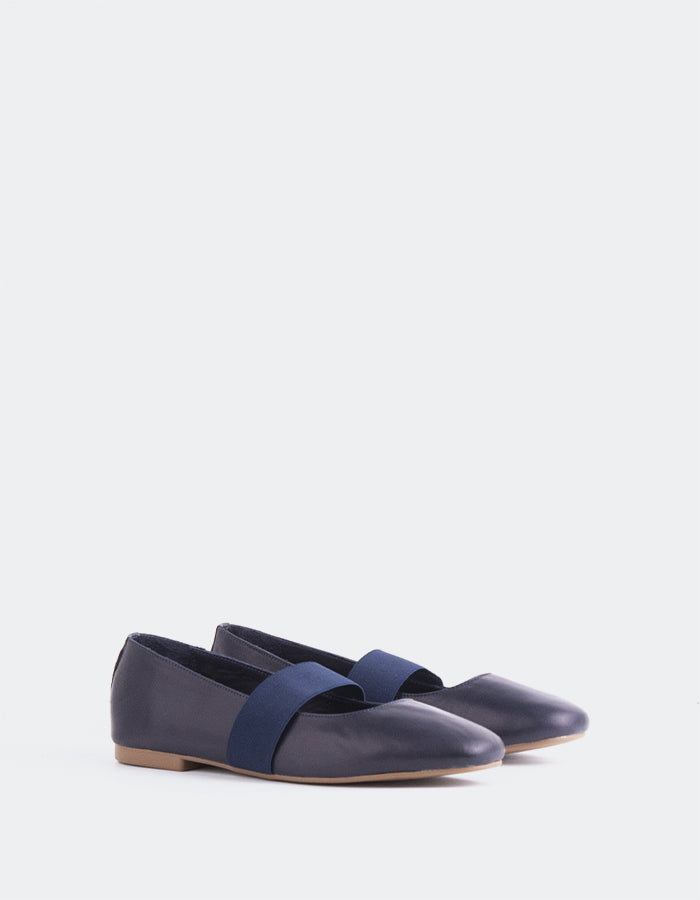 L'INTERVALLE Seraphina Chaussures de ballet pour femmes Cuir marine