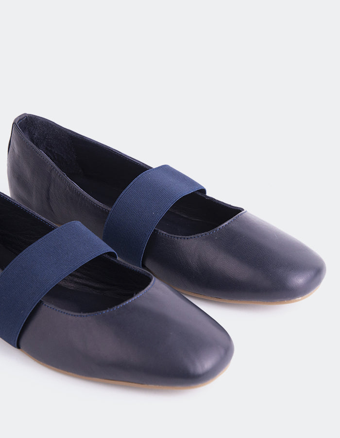 L'INTERVALLE Seraphina Chaussures de ballet pour femmes Cuir marine