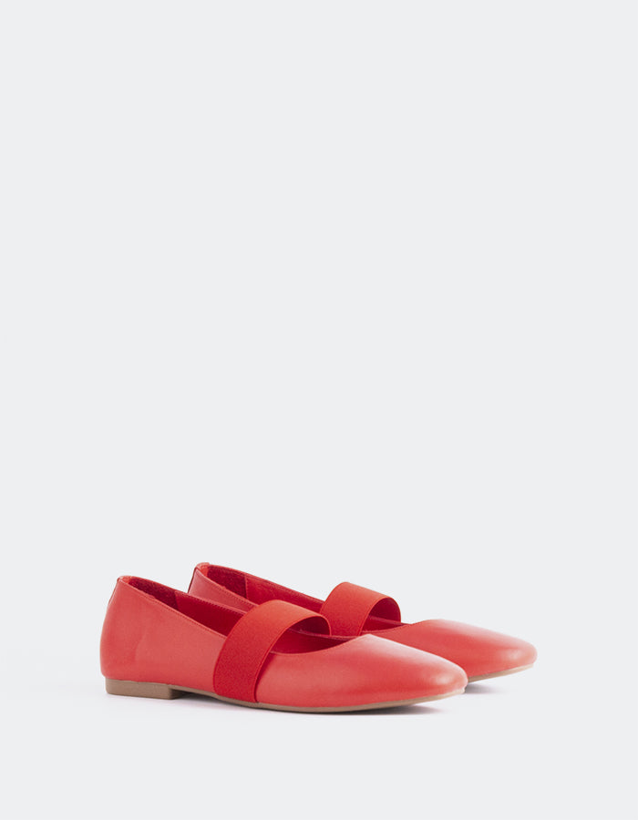 L'INTERVALLE Seraphina Chaussures de ballet pour femmes Rouge Cuir