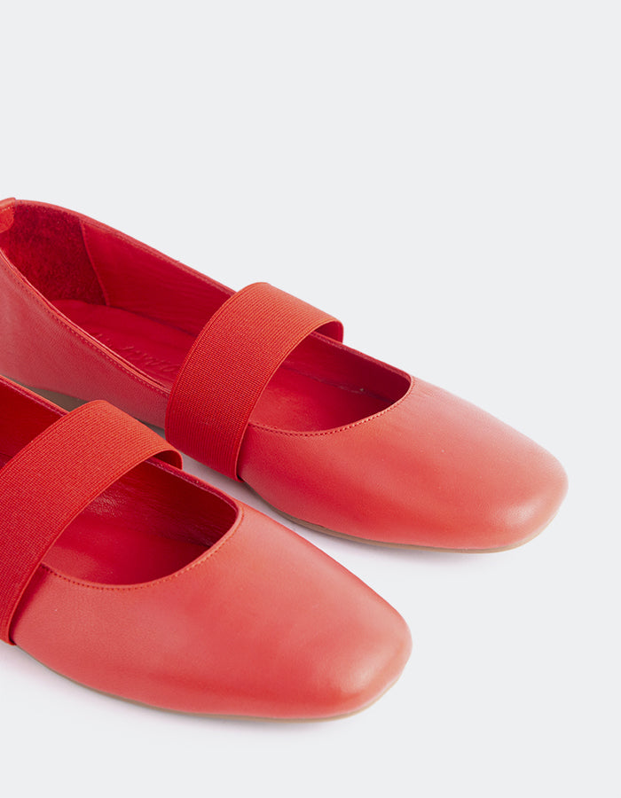 L'INTERVALLE Seraphina Chaussures de ballet pour femmes Rouge Cuir