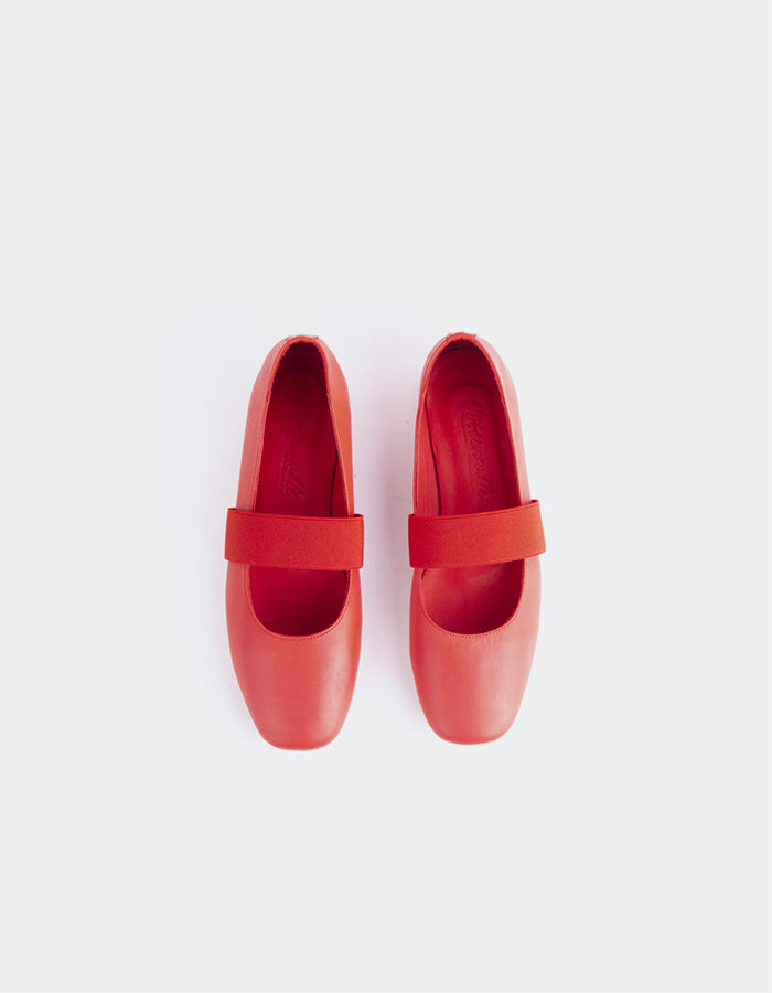 L'INTERVALLE Seraphina Chaussures de ballet pour femmes Rouge Cuir