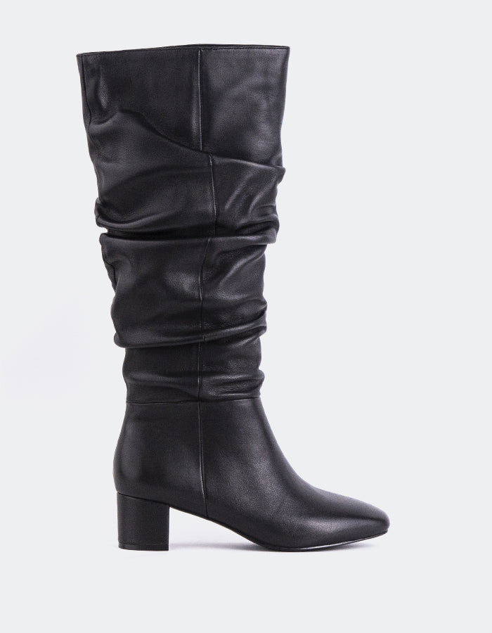 L'INTERVALLE Seth Women's Slouchy Tall Boots Black Leather