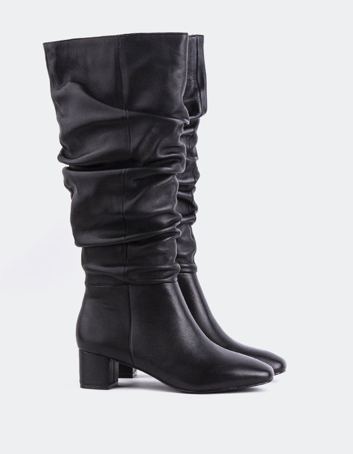 L'INTERVALLE Seth Women's Slouchy Tall Boots Black Leather