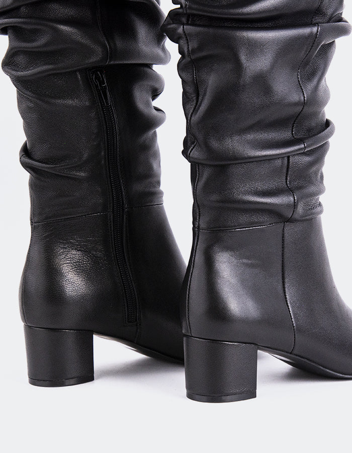 L'INTERVALLE Seth Women's Slouchy Tall Boots Black Leather