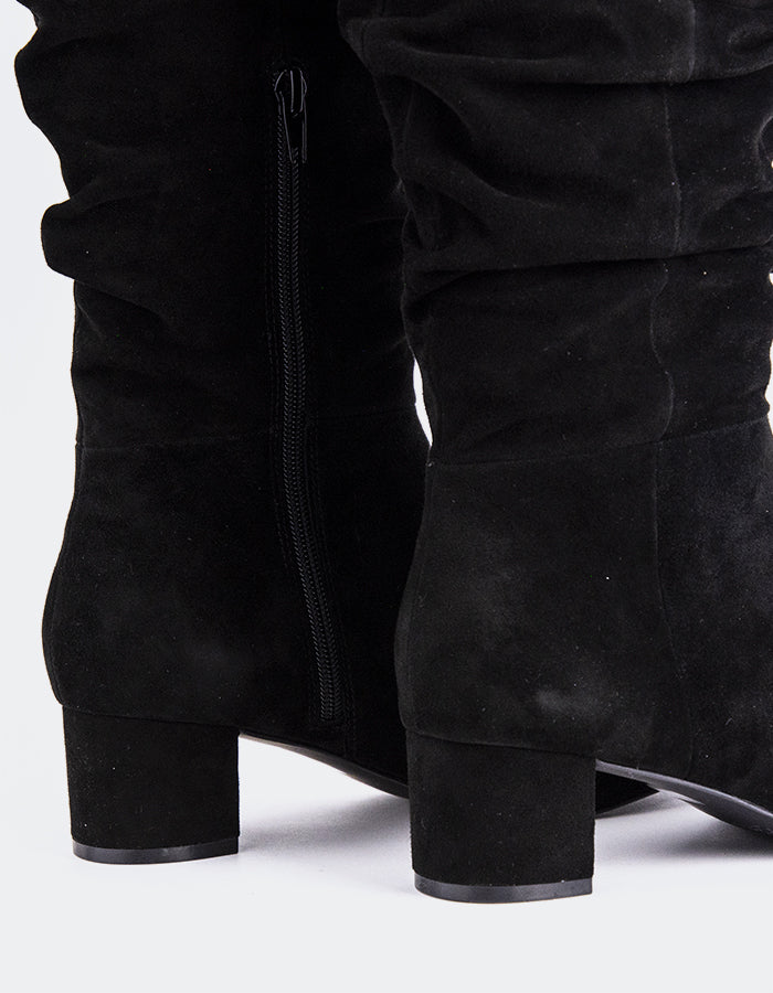 L'INTERVALLE Seth Women's Slouchy Tall Boots Black Suede