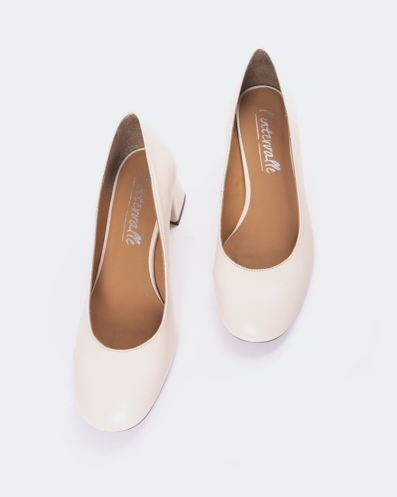 L'INTERVALLE Sheko Women's Shoe Mid Heel Pumps Off White Leather