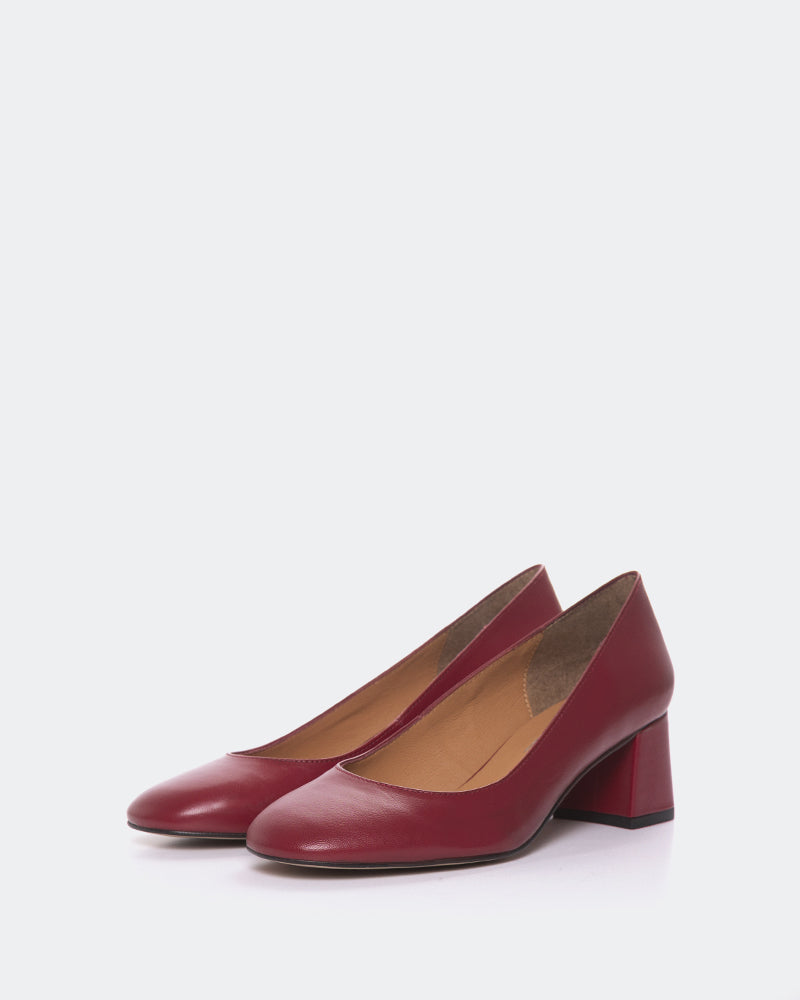 L'INTERVALLE Sheko Women's Shoe Mid Heel Pumps Burgundy Leather