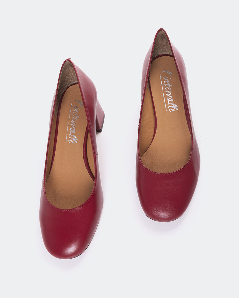 L'INTERVALLE Sheko Women's Shoe Mid Heel Pumps Burgundy Leather