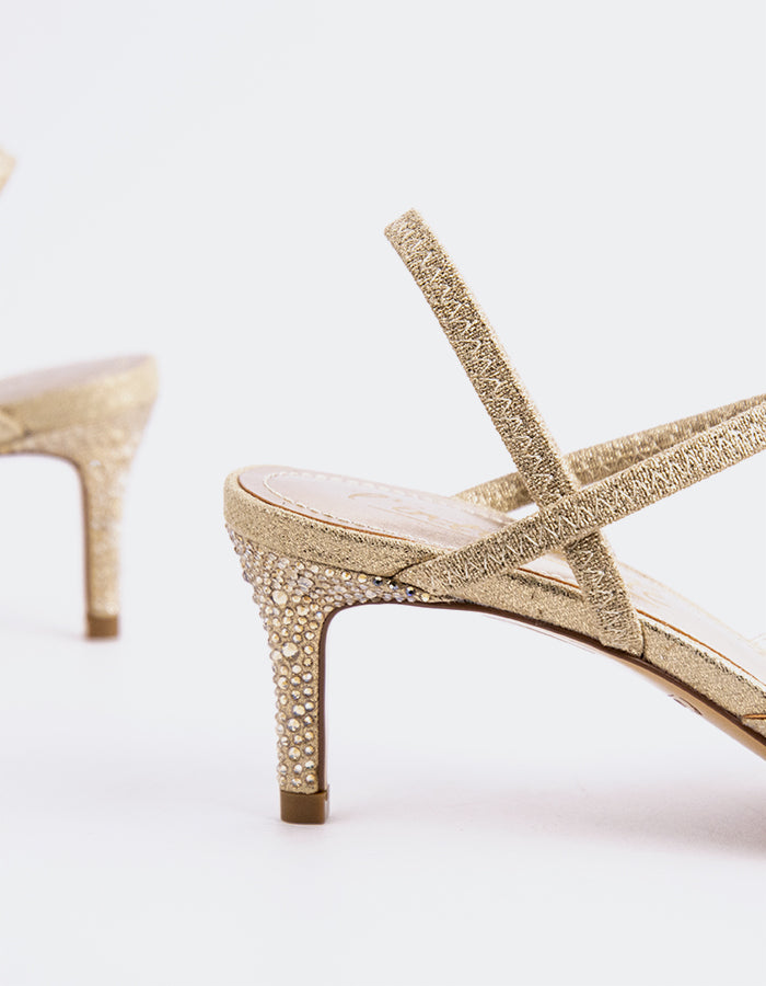 L'INTERVALLE Sketty Escarpins à Bride Arrière à talons bas pour femmes Escarpins à Bride Arrière  Or