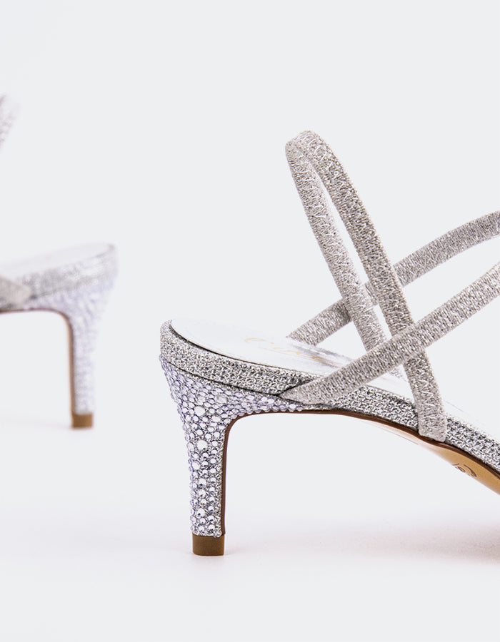 L'INTERVALLE Sketty Women's Low-Heel Slingback Shoes Silver Mesh