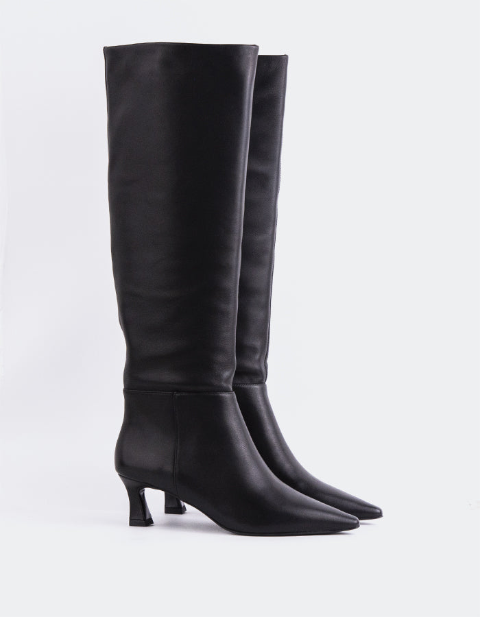 L'INTERVALLE Sorene Bottes hautes pour femmes Cuir Noir