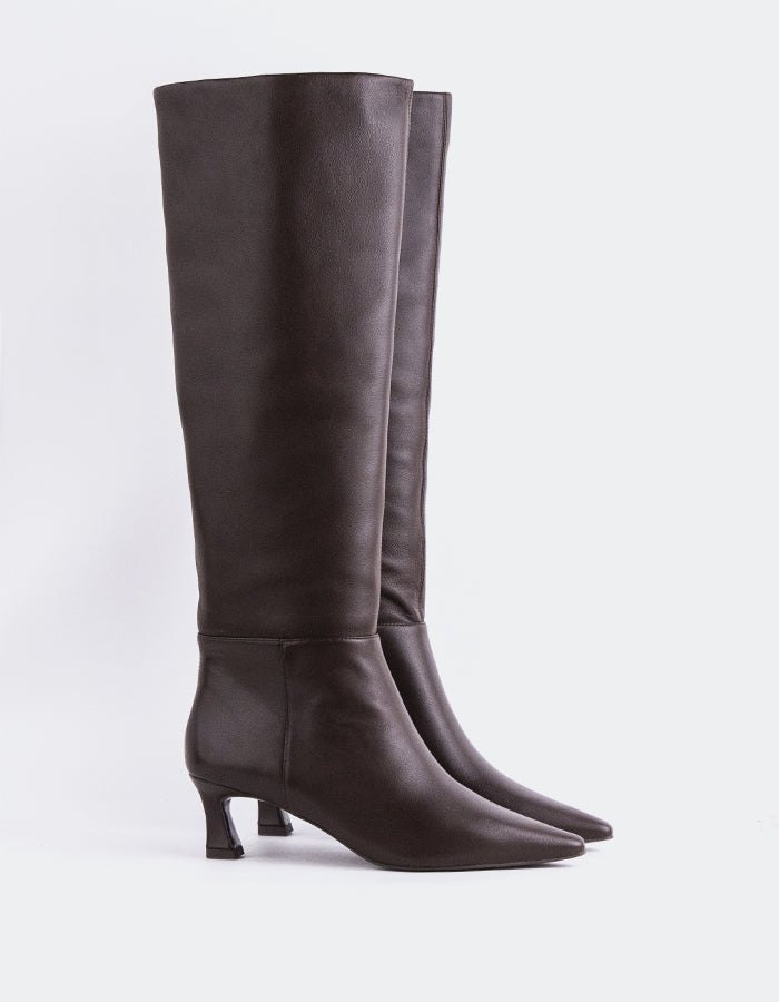 L'INTERVALLE Sorene Bottes hautes pour femmes Cuir Brun