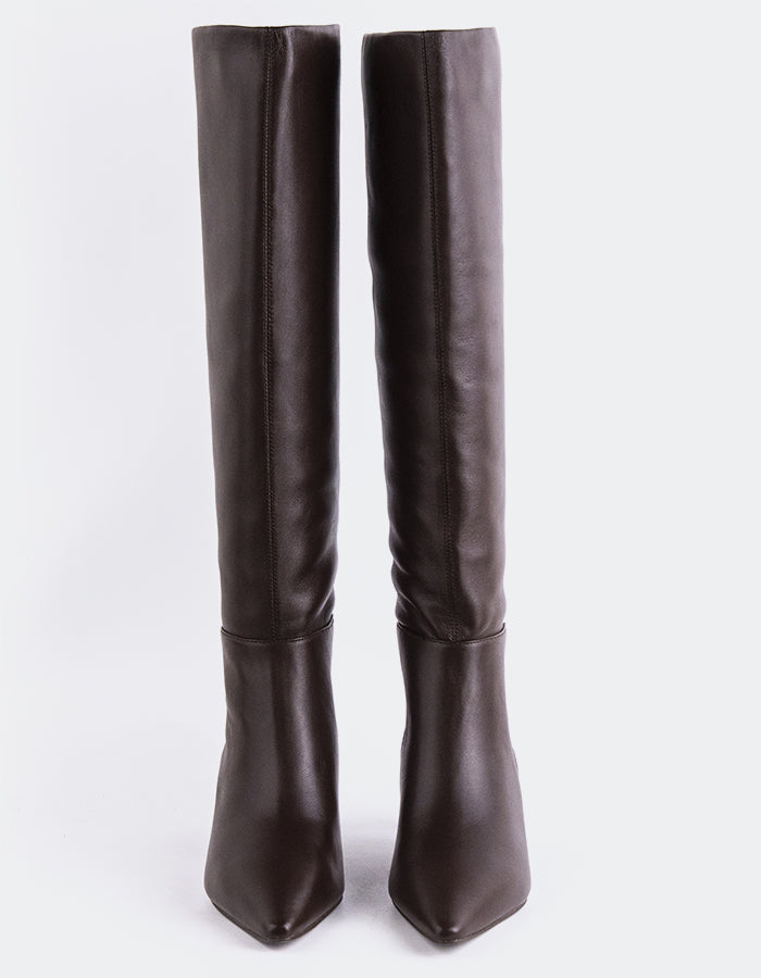 L'INTERVALLE Sorene Bottes hautes pour femmes Cuir Brun