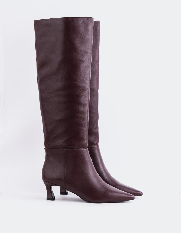 L'INTERVALLE Sorene Women's Tall Boots Burgundy Leather