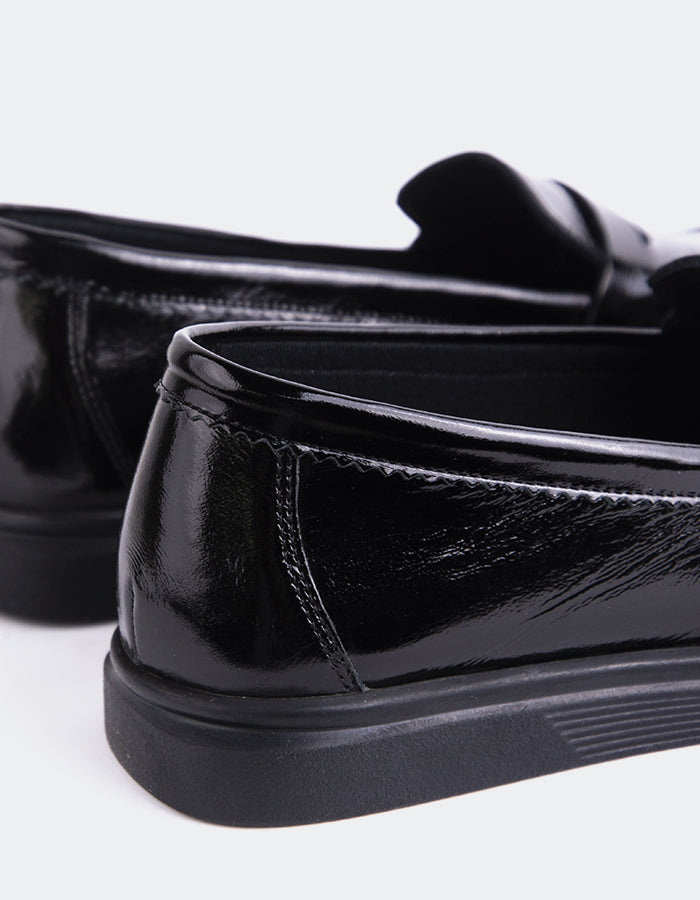 Black patent leather sperrys on sale