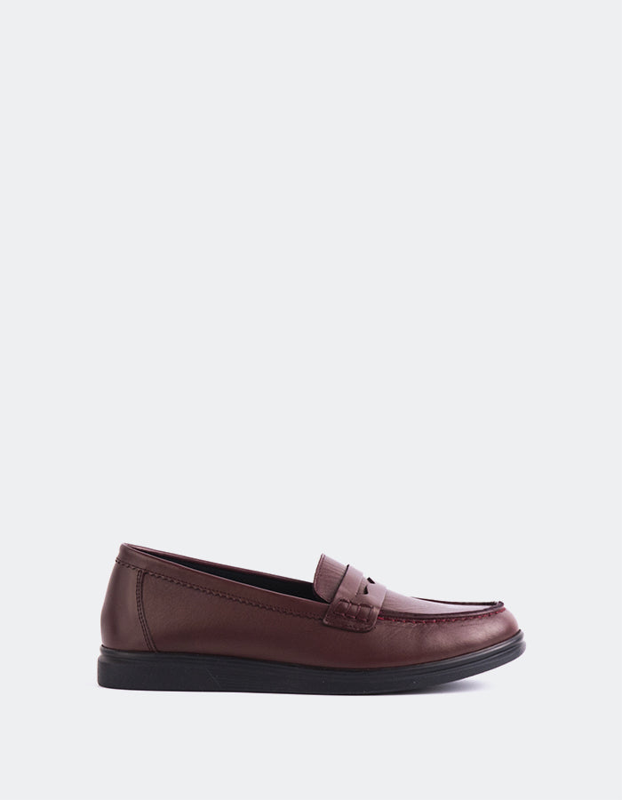 L'INTERVALLE Sperry Penny Loafers Femme Bordeaux Cuir