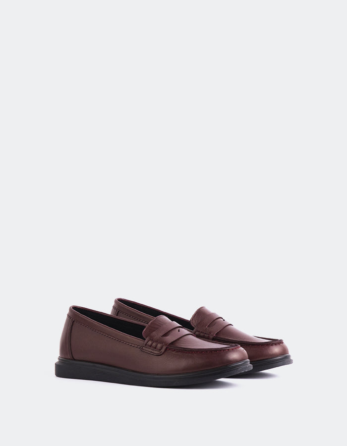 L'INTERVALLE Sperry Penny Loafers Femme Bordeaux Cuir