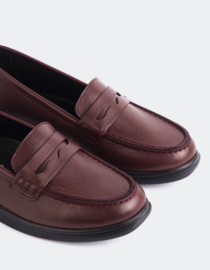 L'INTERVALLE Sperry Women's Penny Loafers Burgundy Leather