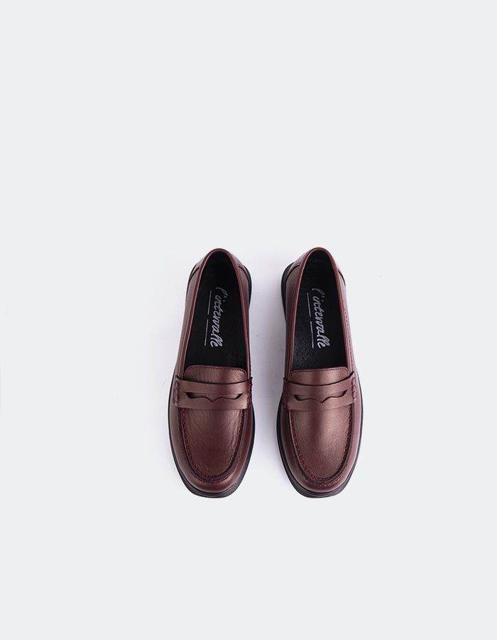 L'INTERVALLE Sperry Penny Loafers Femme Bordeaux Cuir