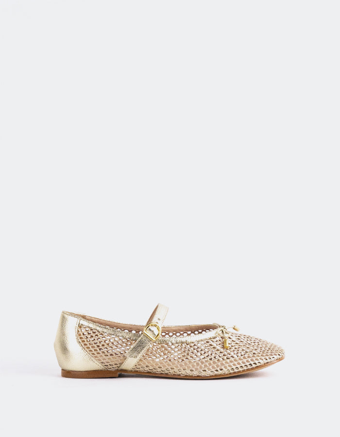 L'INTERVALLE Starflower Women's Shoe Mary Jane Flats Gold Mesh