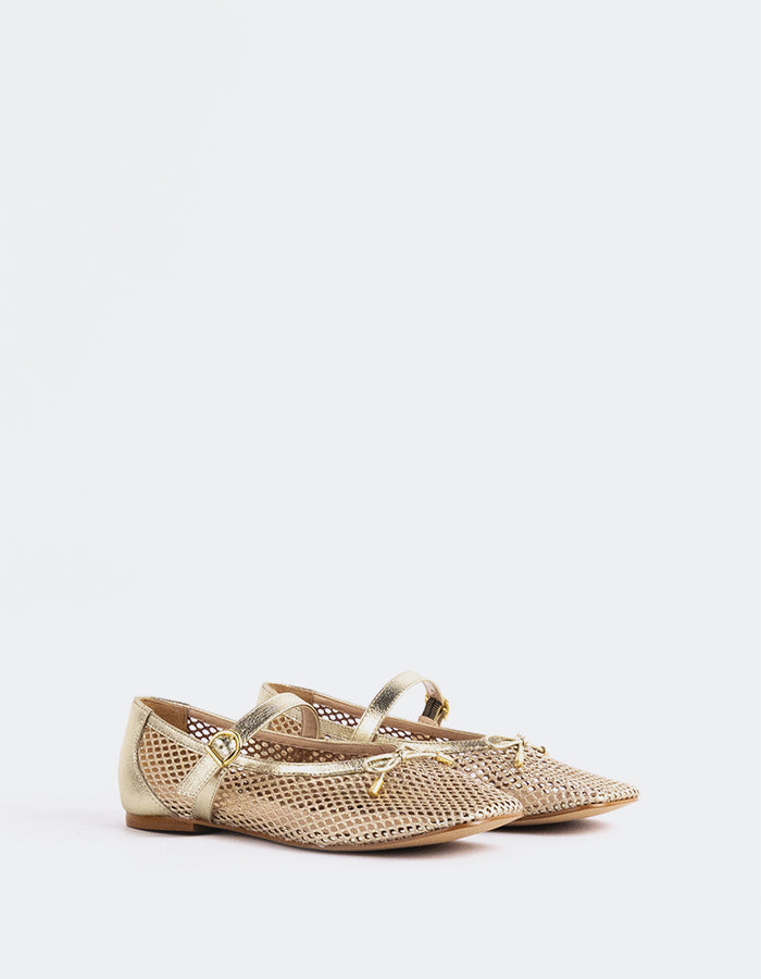 L'INTERVALLE Starflower Women's Shoe Mary Jane Flats Gold Mesh