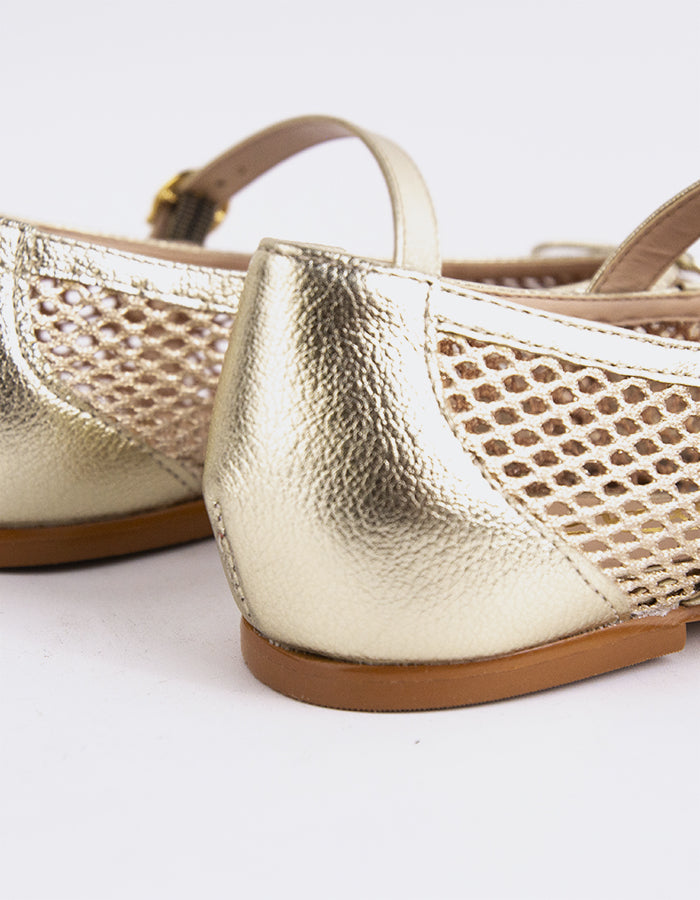 L'INTERVALLE Starflower Women's Shoe Mary Jane Flats Gold Mesh