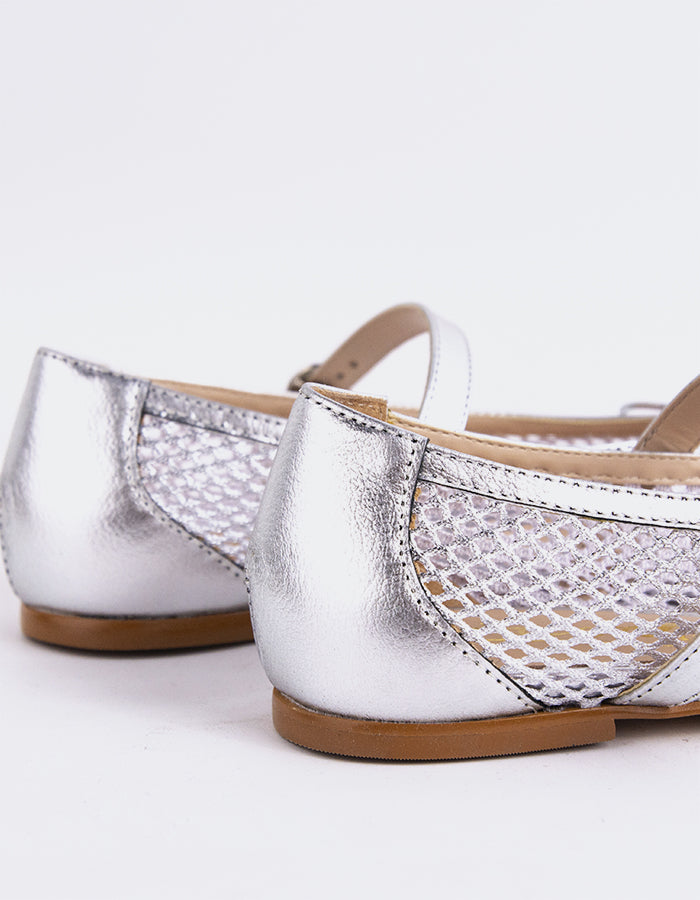 L'INTERVALLE Starflower Femme Chaussure Mary Jane Chaussures plates Argent Mesh