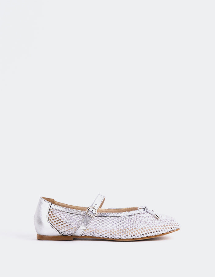 L'INTERVALLE Starflower Women's Shoe Mary Jane Flats Silver Mesh