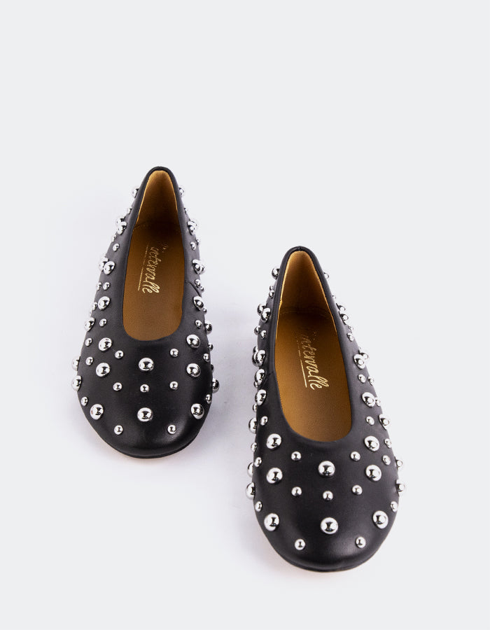 L'INTERVALLE Struga Femmes Ballet Chaussures plates Noir Cuir