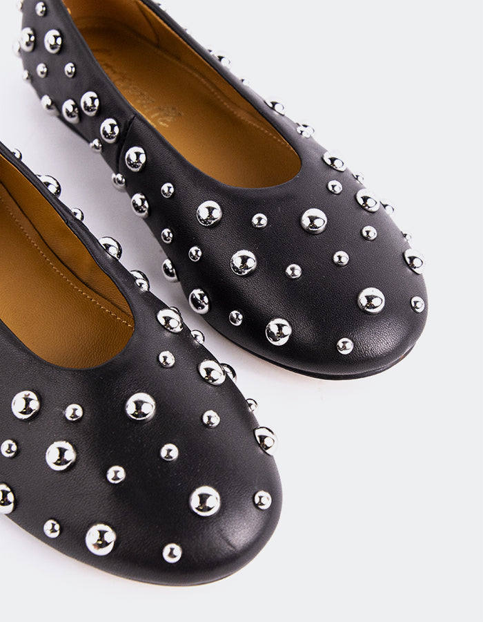 L'INTERVALLE Struga Femmes Ballet Chaussures plates Noir Cuir