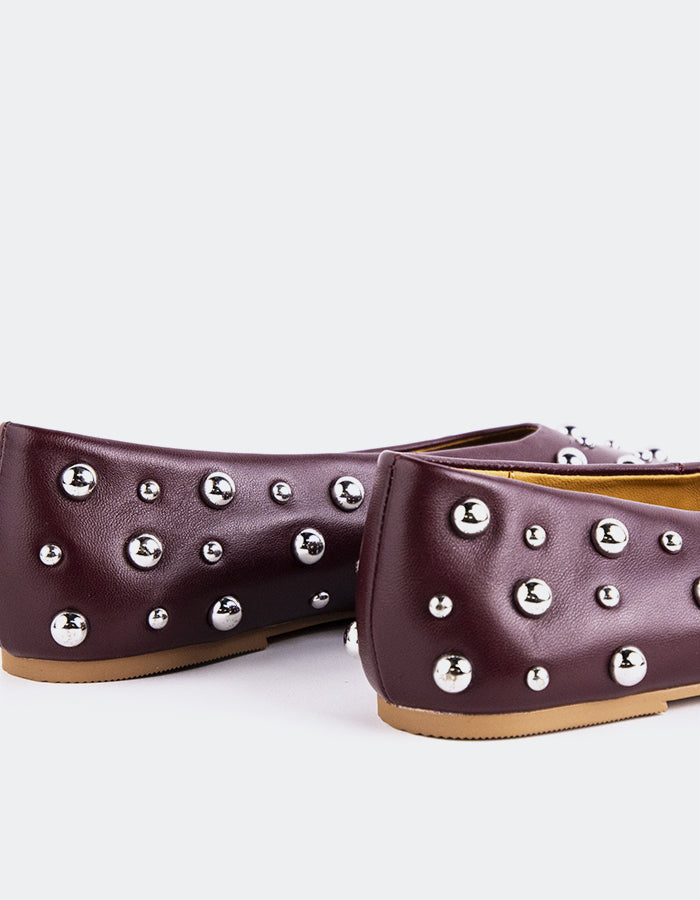 L'INTERVALLE Struga Women's Ballet Flats Burgundy Leather