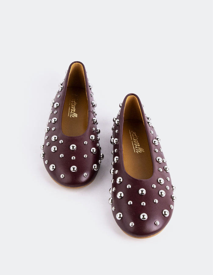 L'INTERVALLE Struga Women's Ballet Flats Burgundy Leather