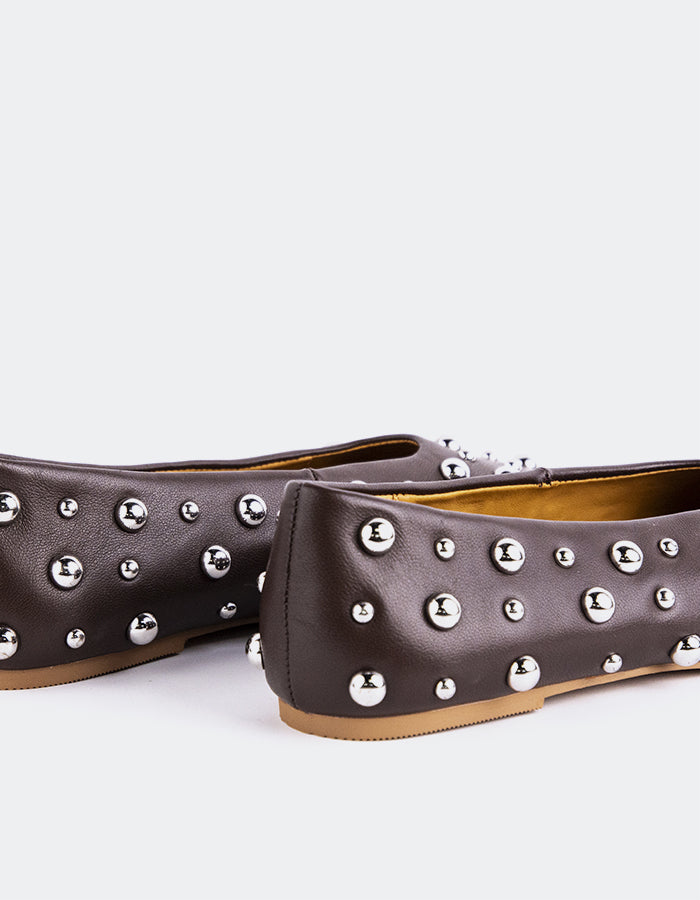 L'INTERVALLE Struga Femmes Ballet Chaussures plates Cuir Brun foncé
