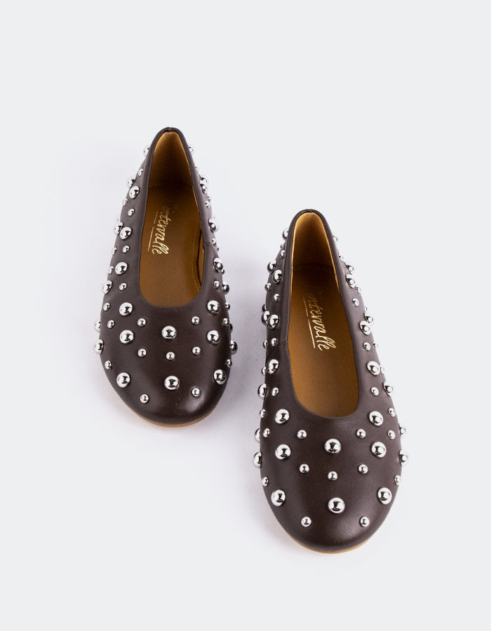 L'INTERVALLE Struga Femmes Ballet Chaussures plates Cuir Brun foncé